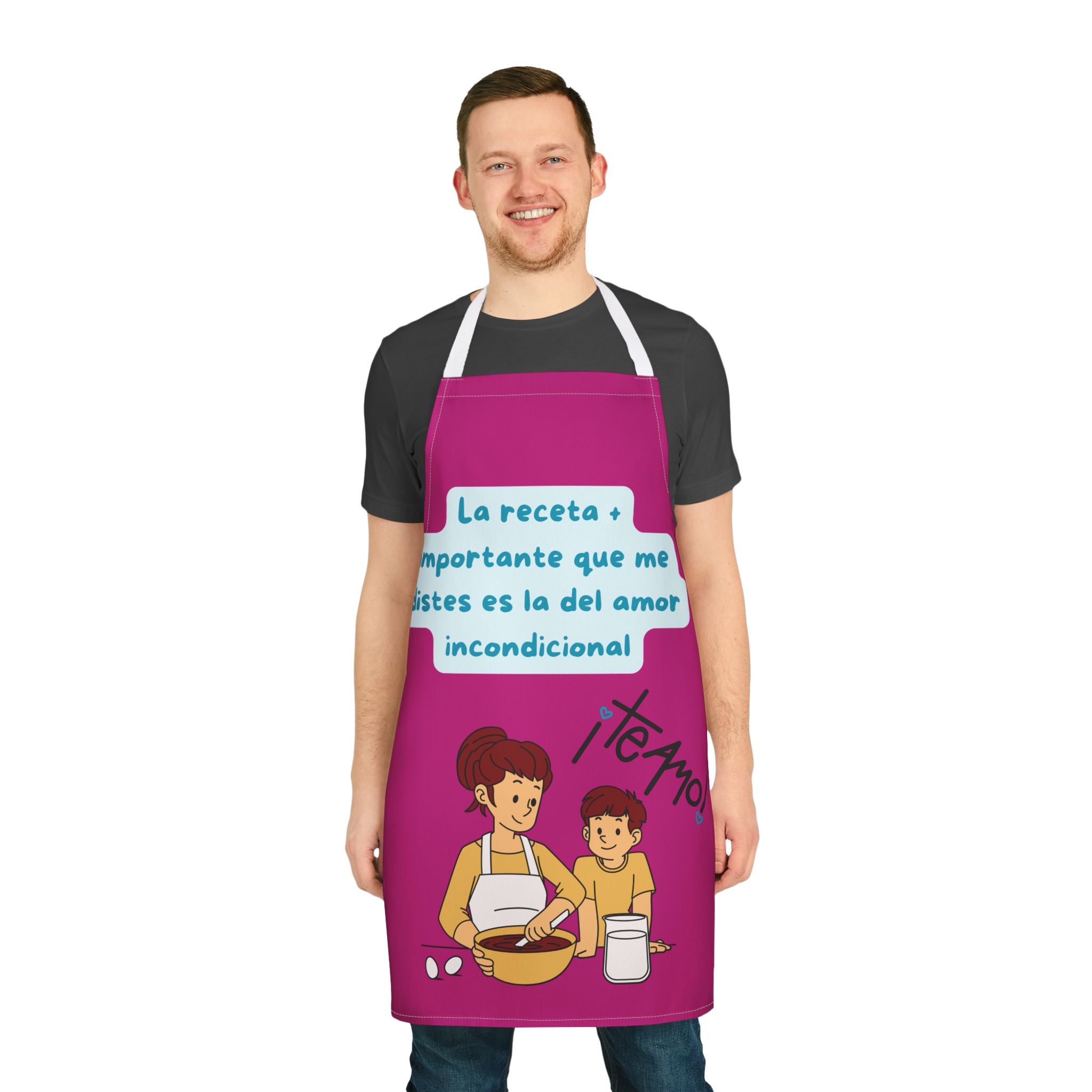 Spanish ‘La receta importante’ Baking Apron — Te Amo Mom & Child Kitchen Gift