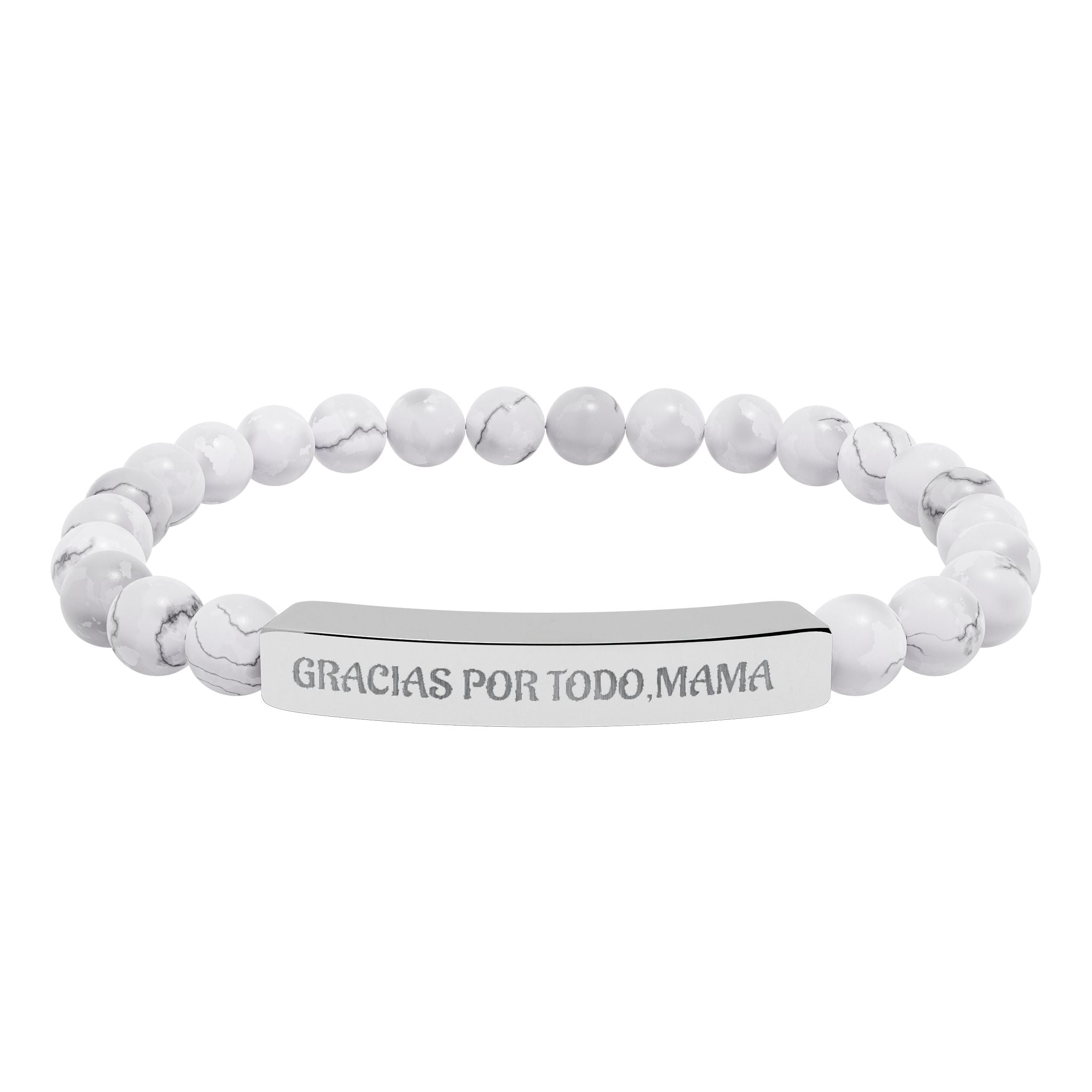 Pulsera Piedras Naturales Grabada 'Gracias Por Todo, Mamá' | Regalo Día de la Madre