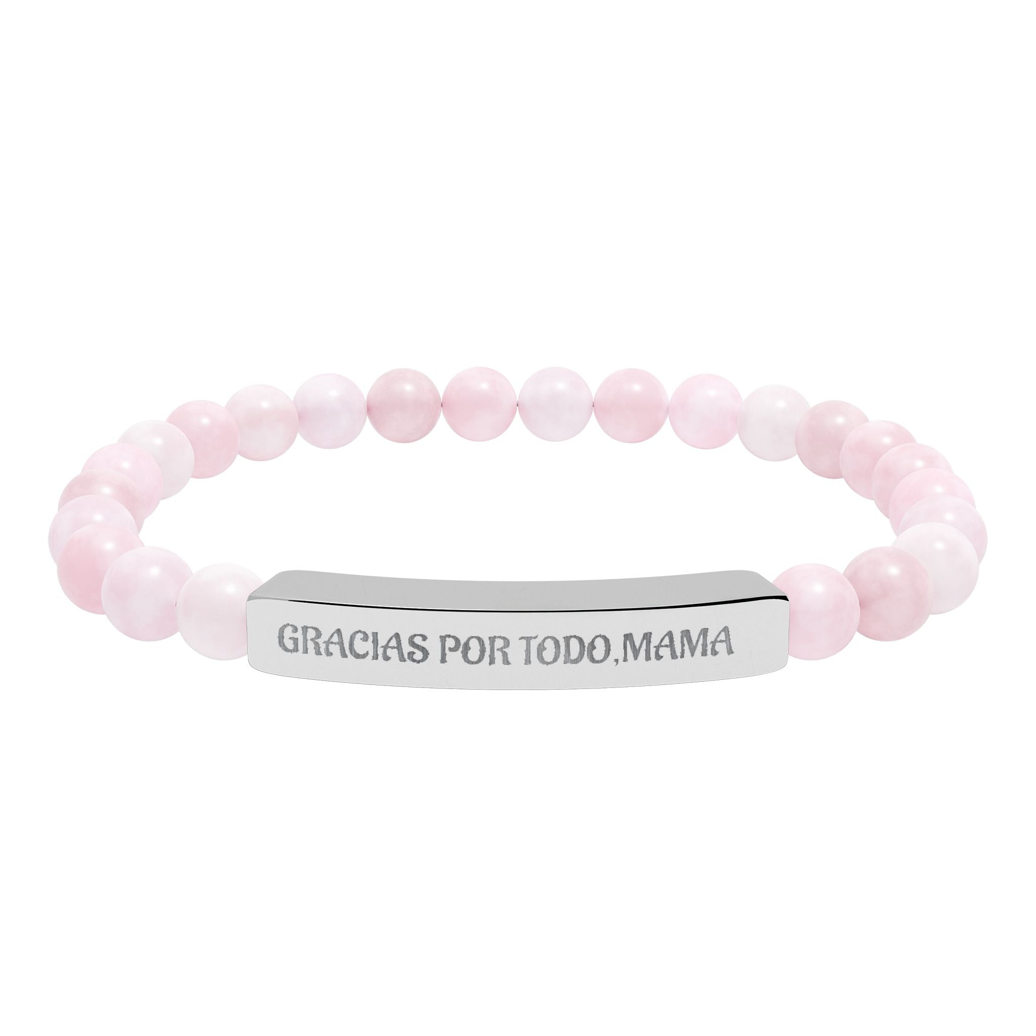 Pulsera Piedras Naturales Grabada 'Gracias Por Todo, Mamá' | Regalo Día de la Madre