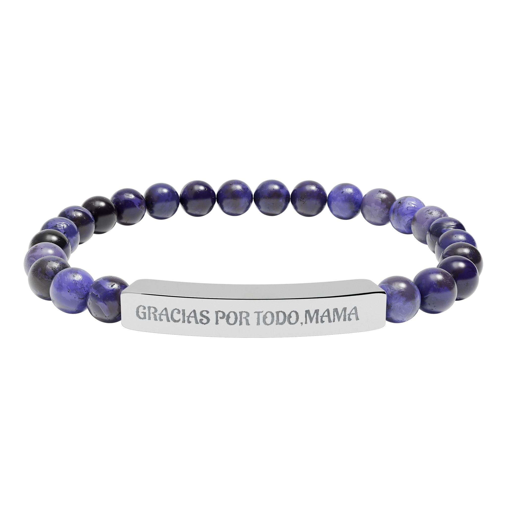Pulsera Piedras Naturales Grabada 'Gracias Por Todo, Mamá' | Regalo Día de la Madre