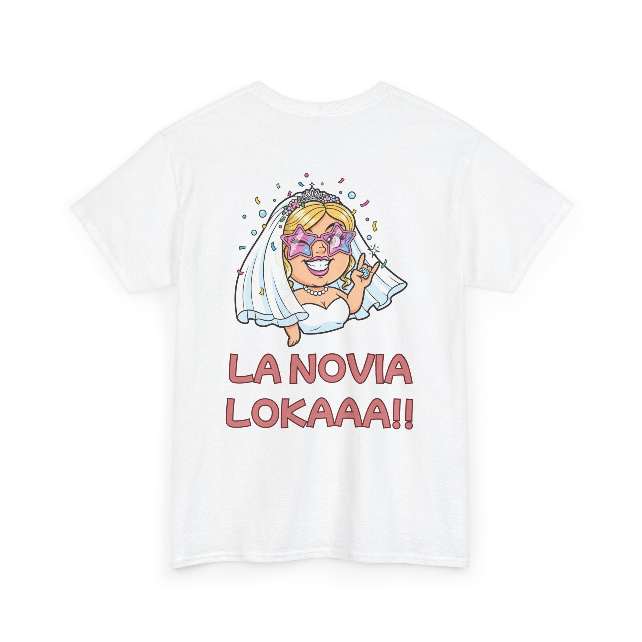 T-Shirt — "¿Quién soy?" Front Smiley & "La Novia Loka" Back Bachelorette Tee
