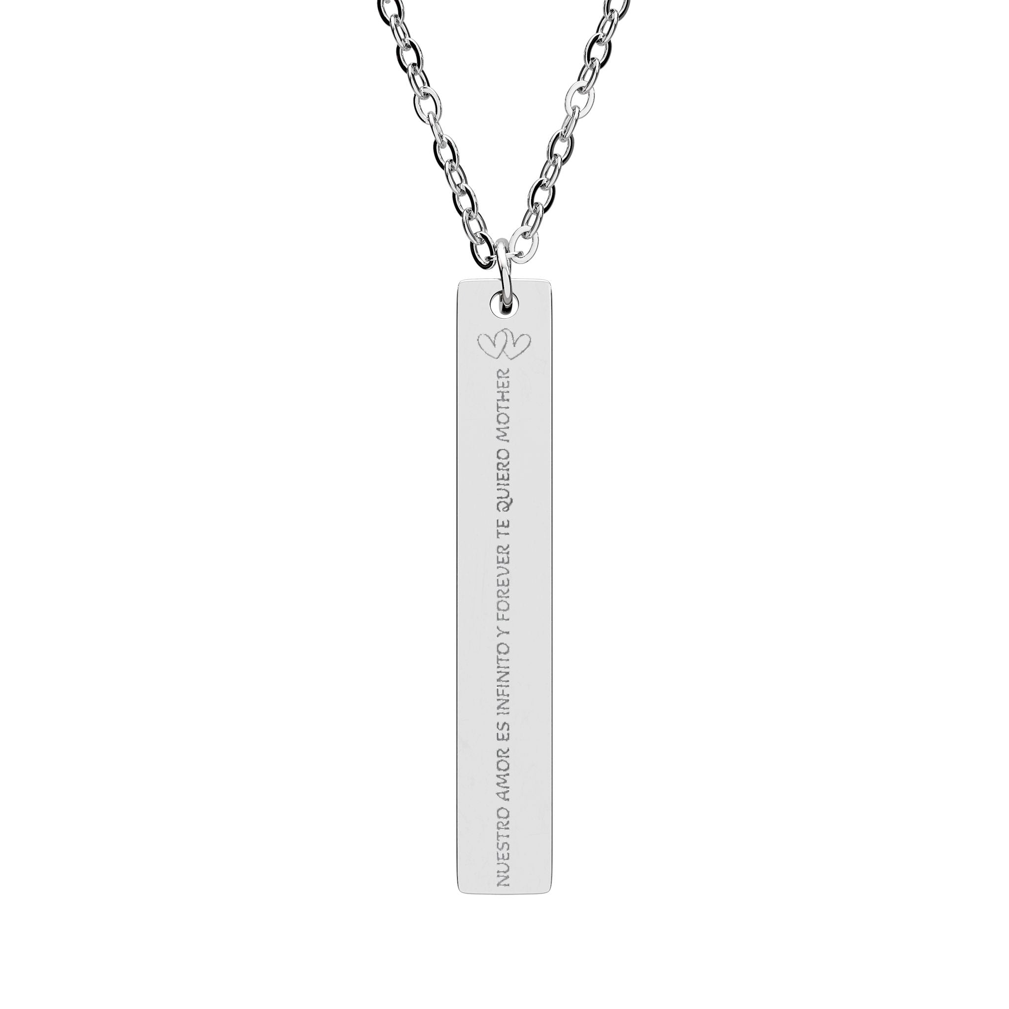 Collar Barra Vertical Grabado 'Te Quiero, Mamá' | Regalo Día de la Madre