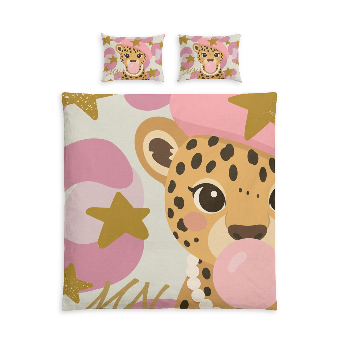 Juego de Ropa de Cama Savage & Sweet | Leopardo Rosa Maxi & Dorado