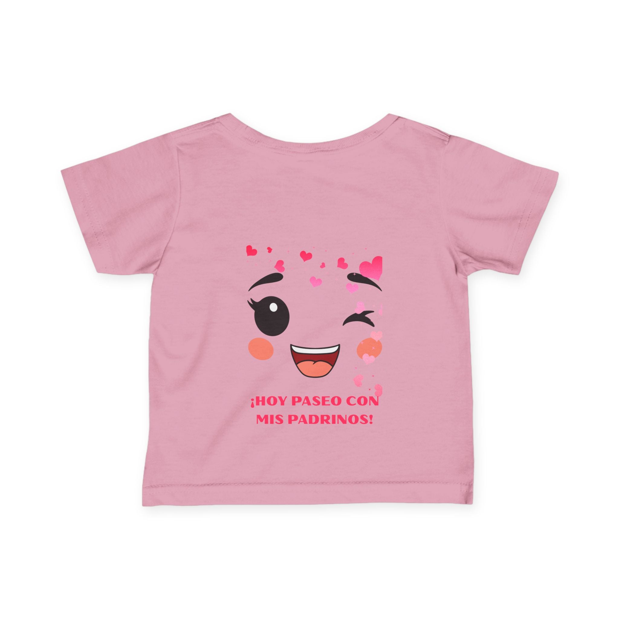 Infant Tee — "¡Hoy paseo con mis padrinos!" Cute Winking Face Baby Shirt