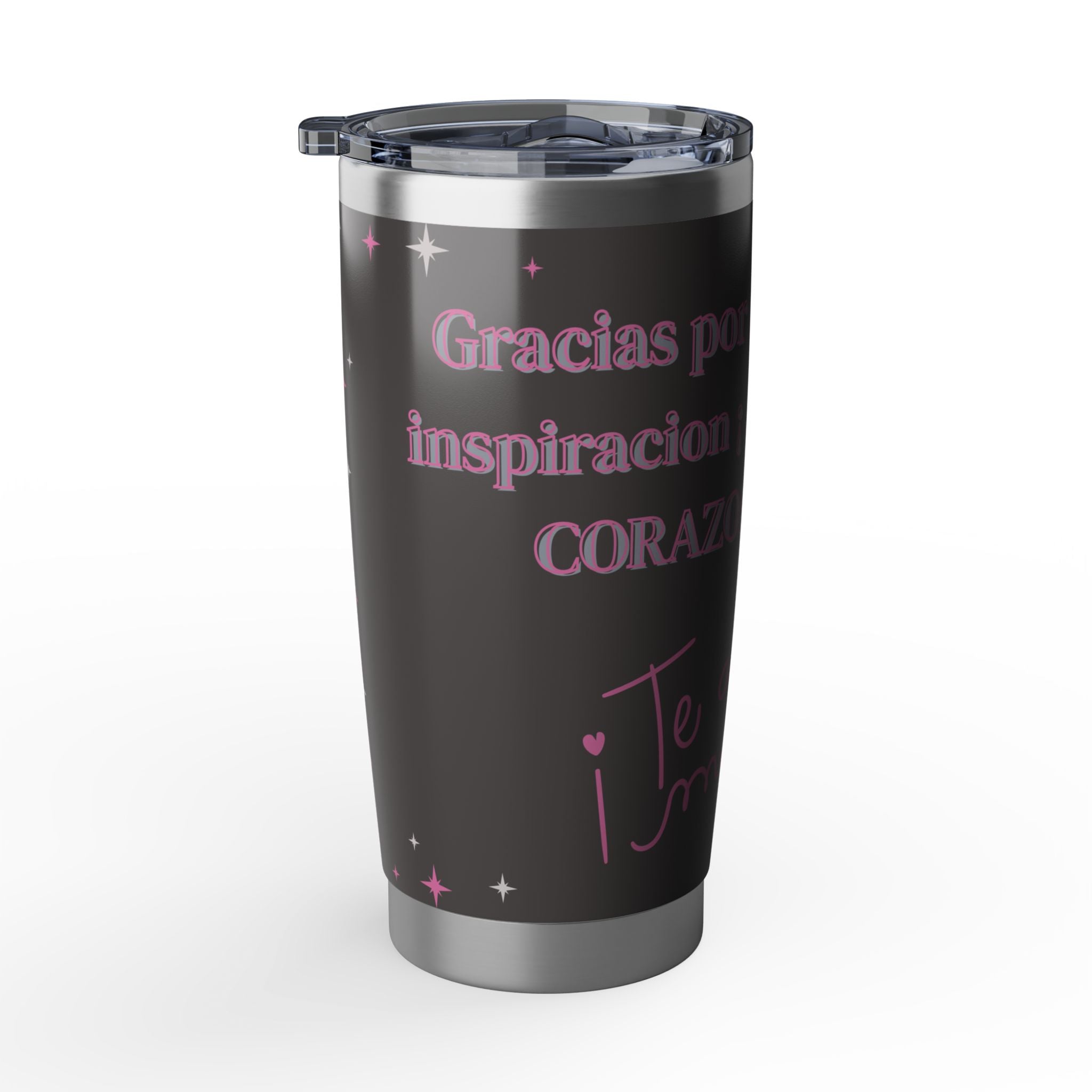 20oz Tumbler — Motivational Spanish Fitness Quote ‘Sigue Fuerte’ with Active Woman Design