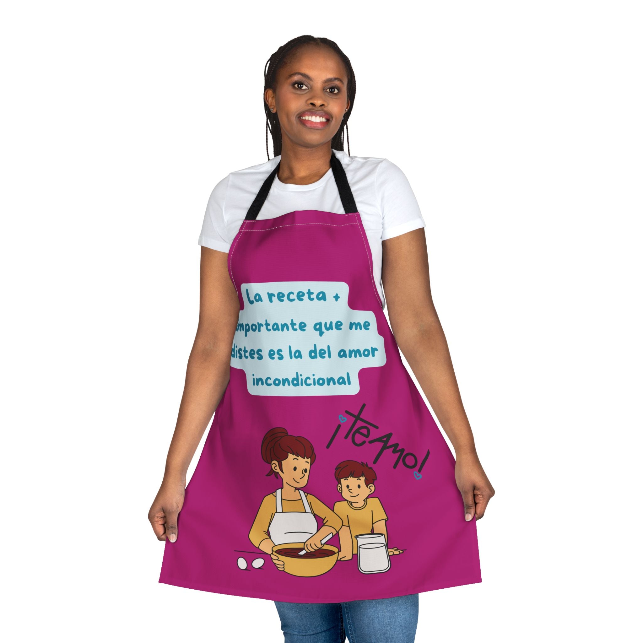 Spanish ‘La receta importante’ Baking Apron — Te Amo Mom & Child Kitchen Gift