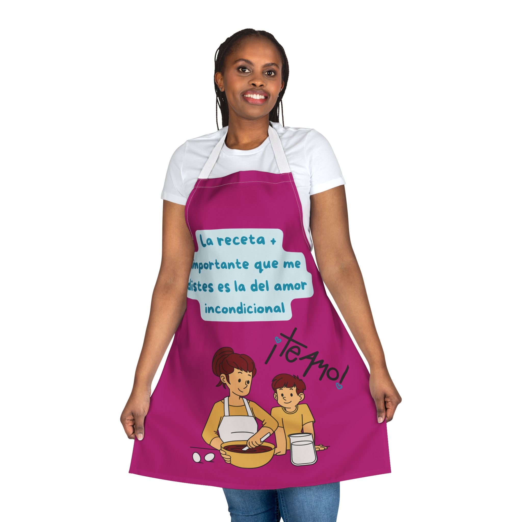 Spanish ‘La receta importante’ Baking Apron — Te Amo Mom & Child Kitchen Gift