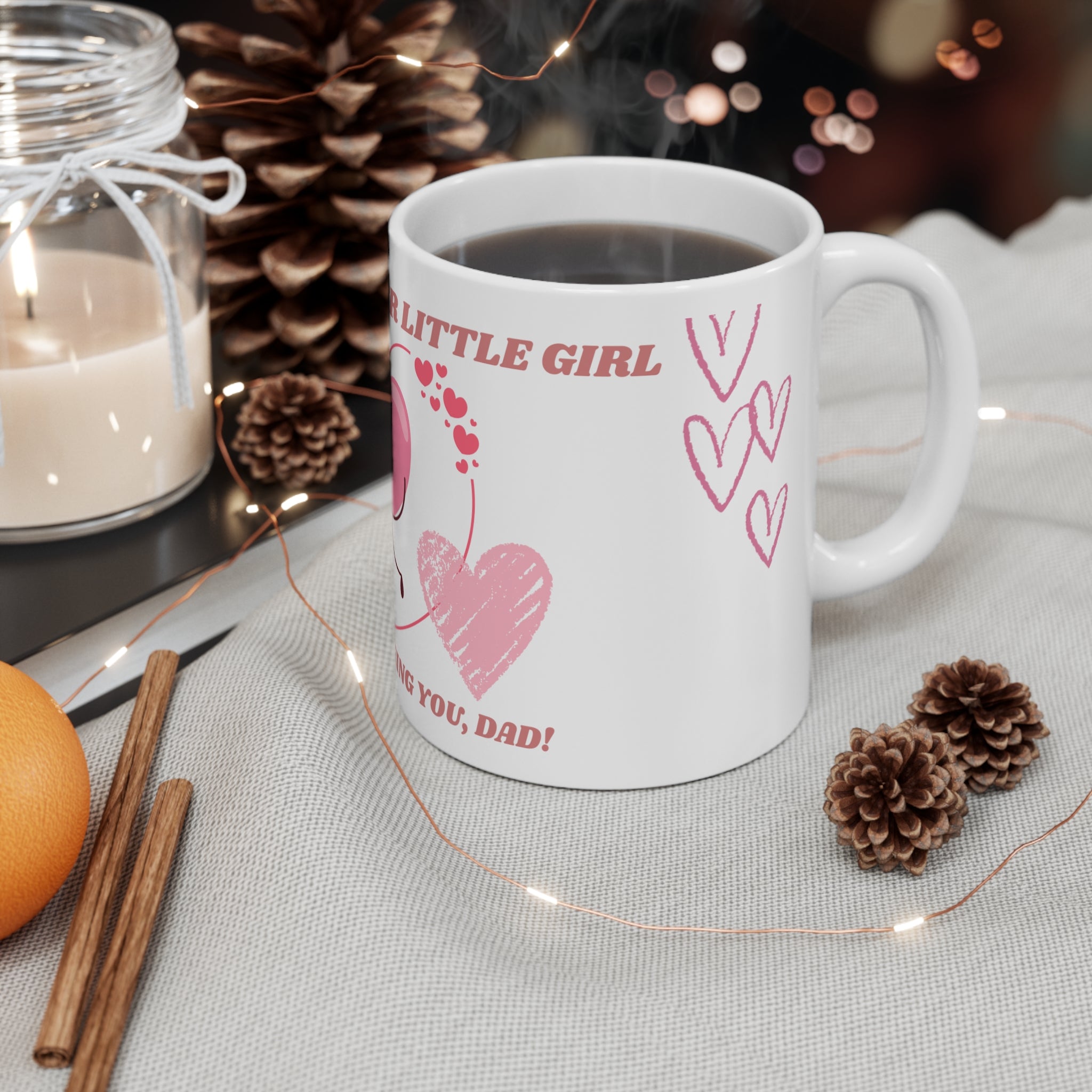 Taza "Siempre Seré Tu Pequeña" — Diseño Corazones Abrazándose (11oz)