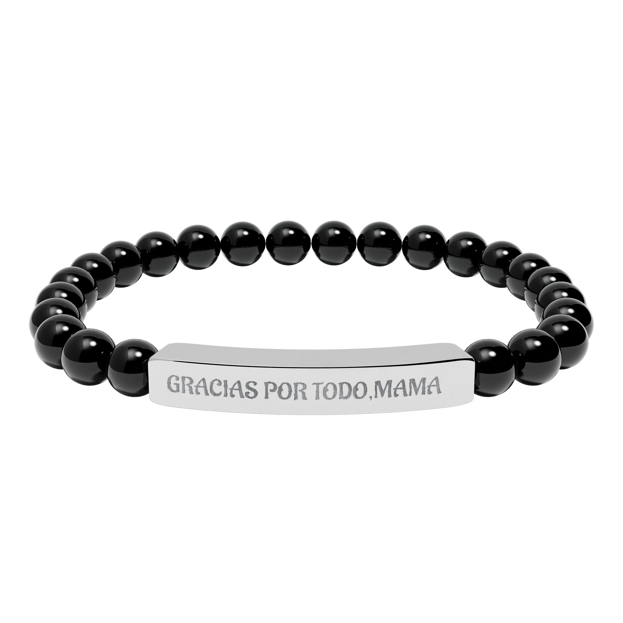 Pulsera Piedras Naturales Grabada 'Gracias Por Todo, Mamá' | Regalo Día de la Madre