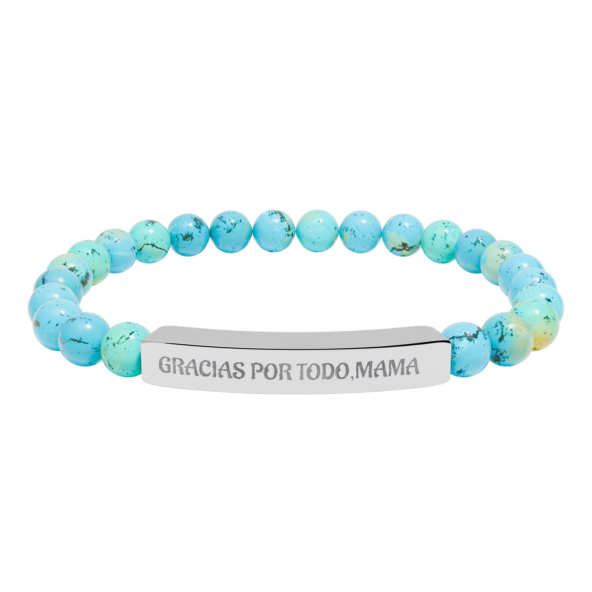 Pulsera Piedras Naturales Grabada 'Gracias Por Todo, Mamá' | Regalo Día de la Madre