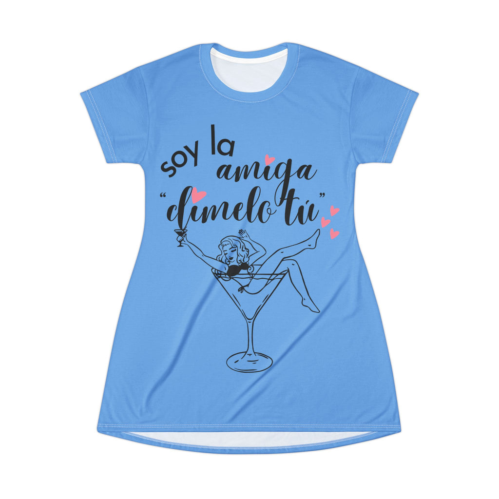 Vestido Camiseta — "Soy la Amiga, Dímelo Tú" Despedida de Soltera (Azul)