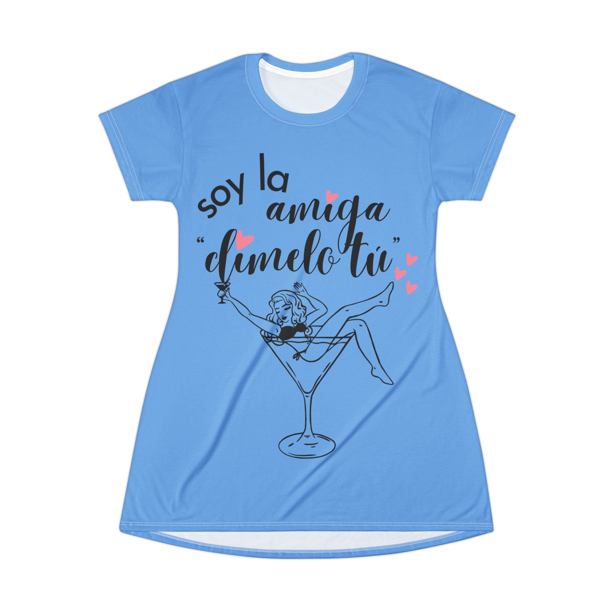 Vestido Camiseta — "Soy la Amiga, Dímelo Tú" Despedida de Soltera (Azul)