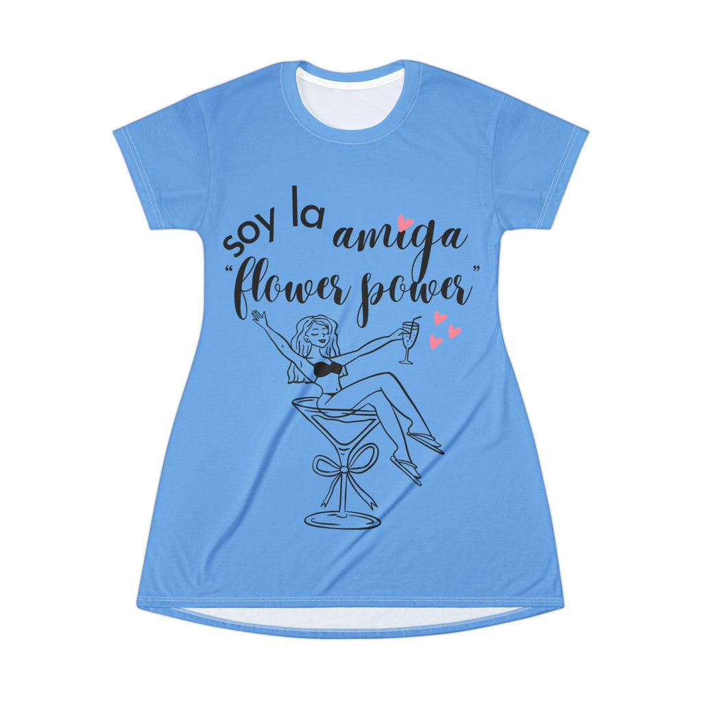 Vestido Camiseta — "Soy la Amiga Flower Power" Despedida de Soltera (Rosa)