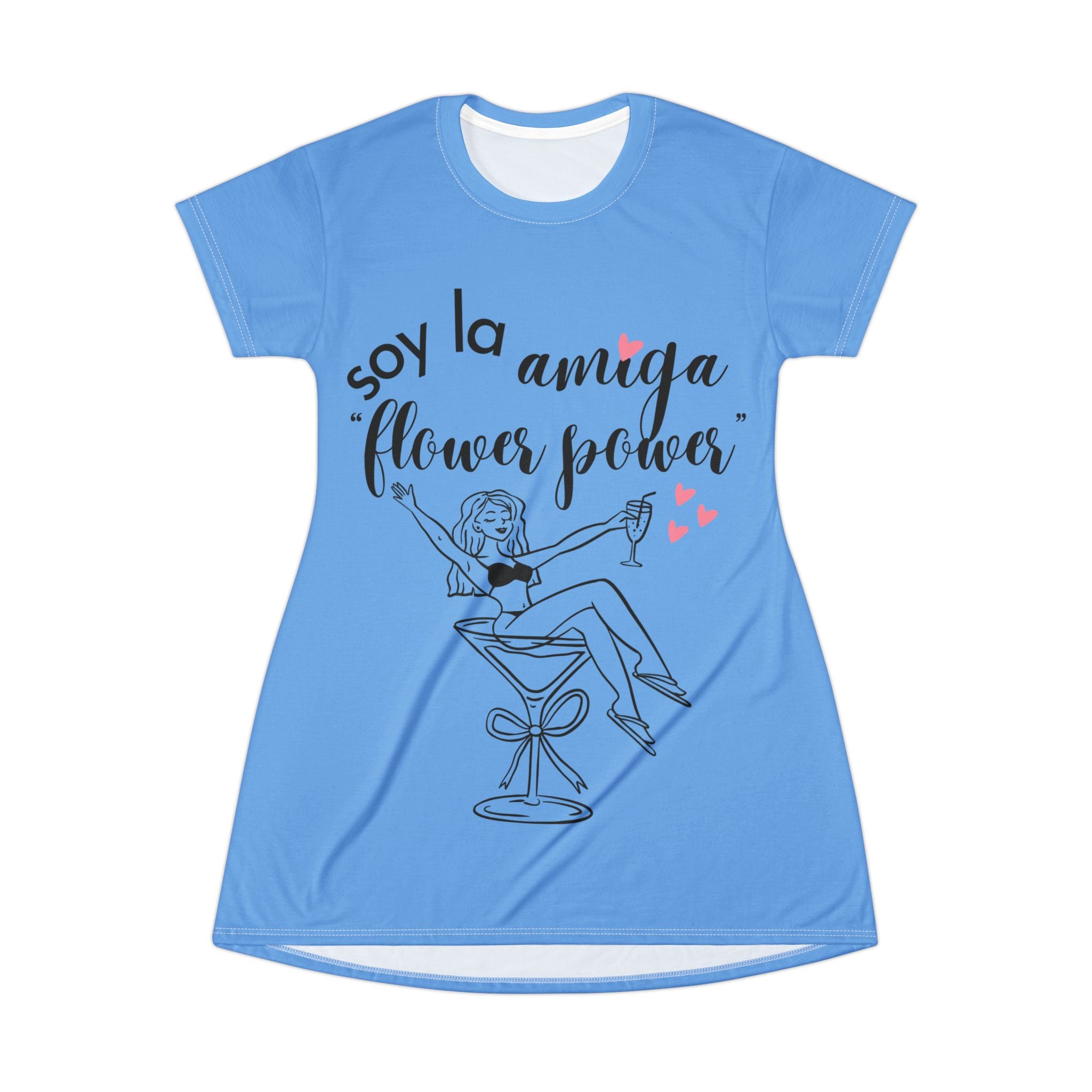 Vestido Camiseta — "Soy la Amiga Flower Power" Despedida de Soltera (Rosa)