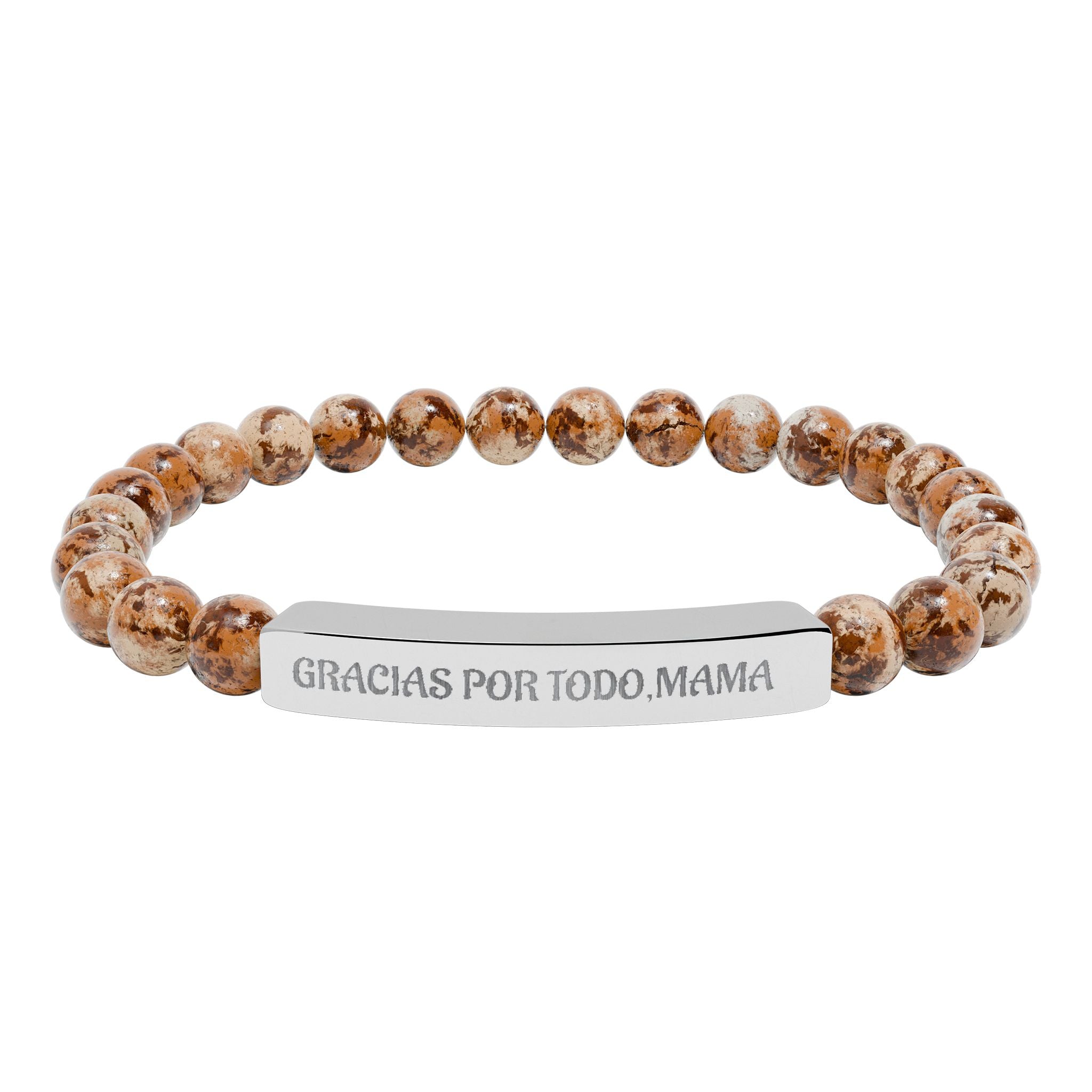 Pulsera Piedras Naturales Grabada 'Gracias Por Todo, Mamá' | Regalo Día de la Madre
