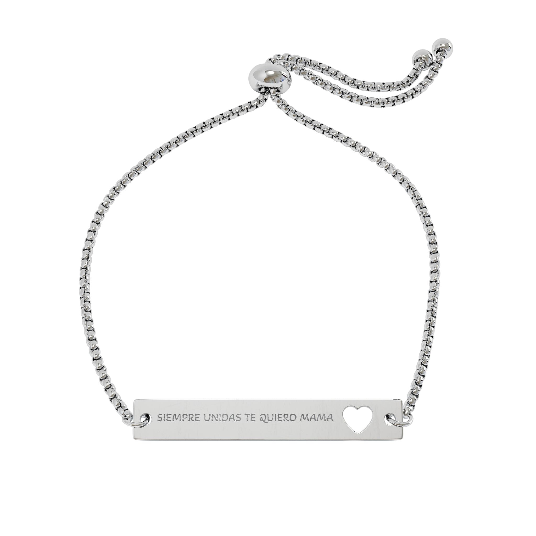 Pulsera Barra Corazón Grabada 'Siempre Unidas Te Quiero Mamá' | Regalo Día de la Madre
