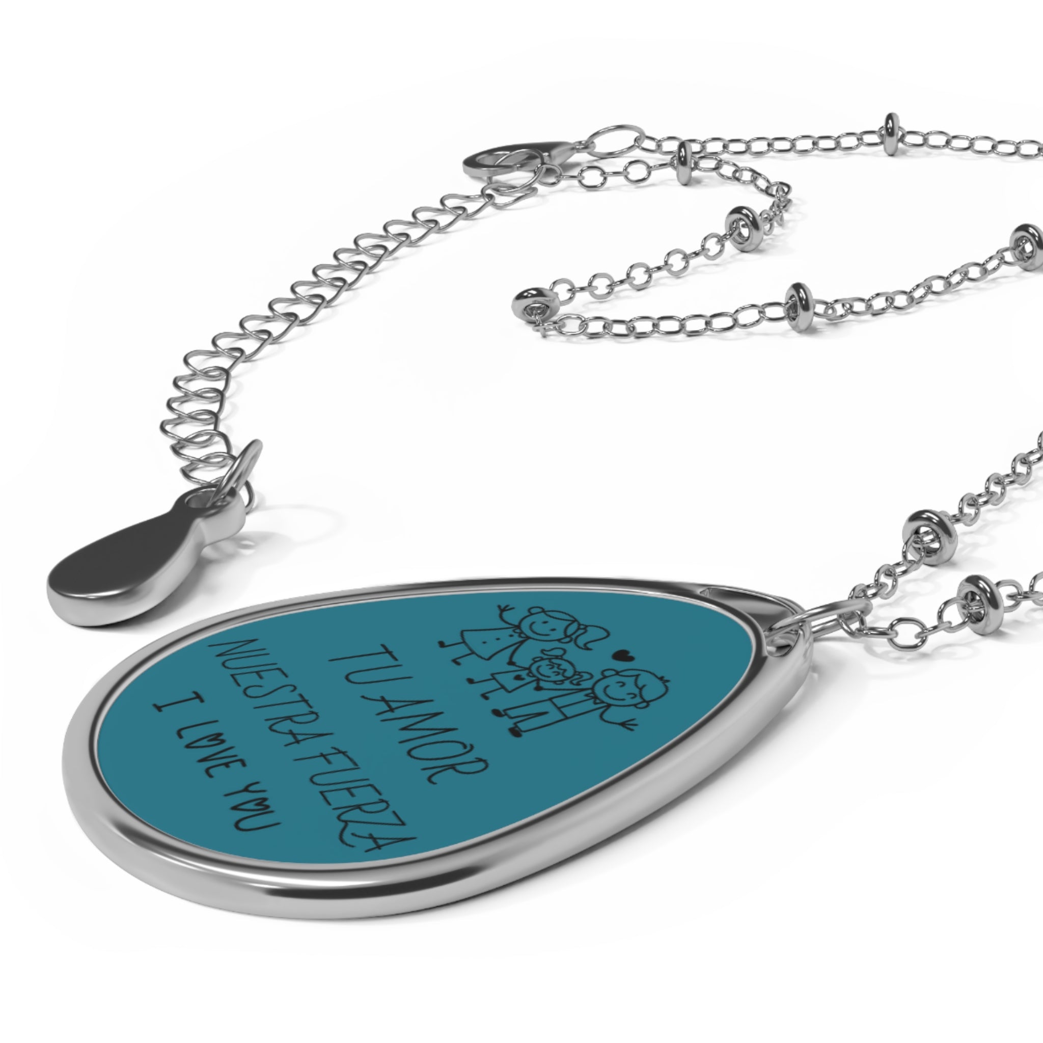 Collar Colgante Gota Grabado 'Tu Amor Nuestra Fuerza' | Regalo Día de la Madre