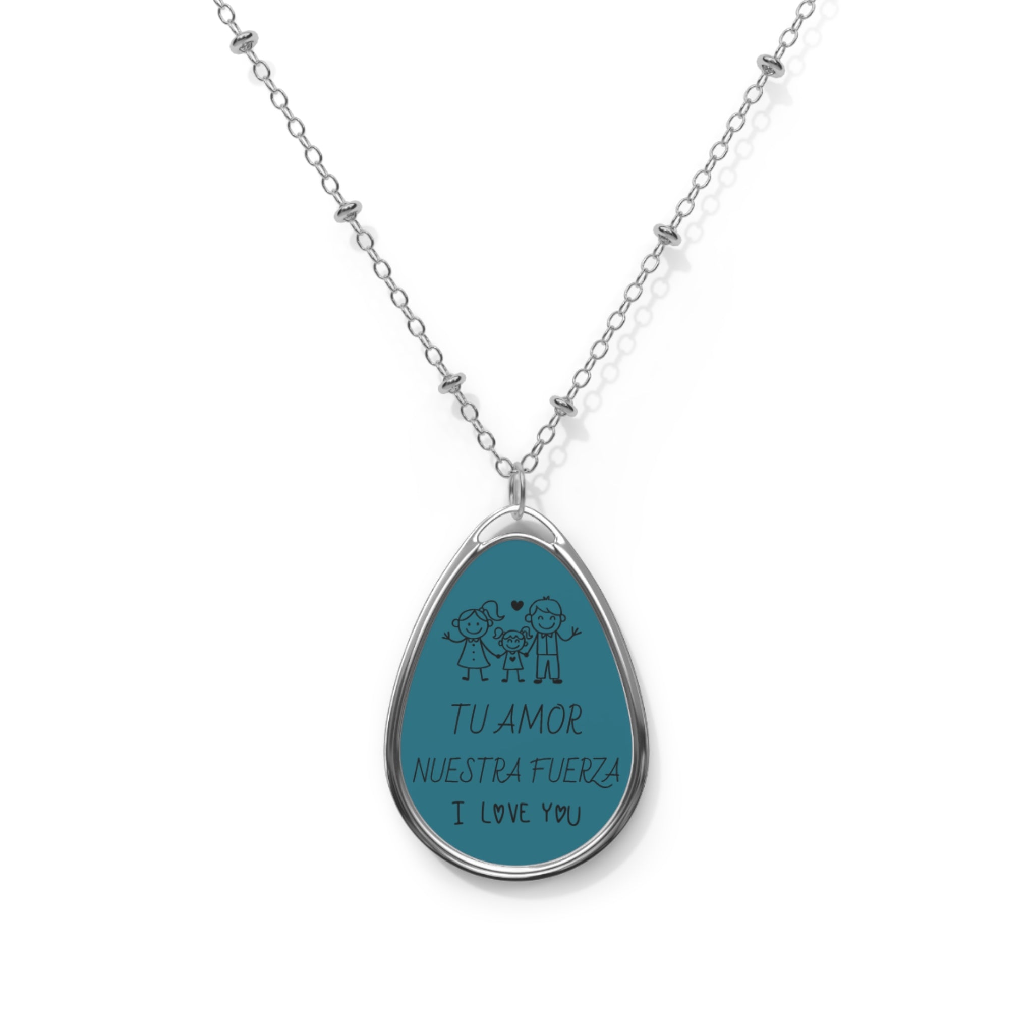 Collar Colgante Gota Grabado 'Tu Amor Nuestra Fuerza' | Regalo Día de la Madre