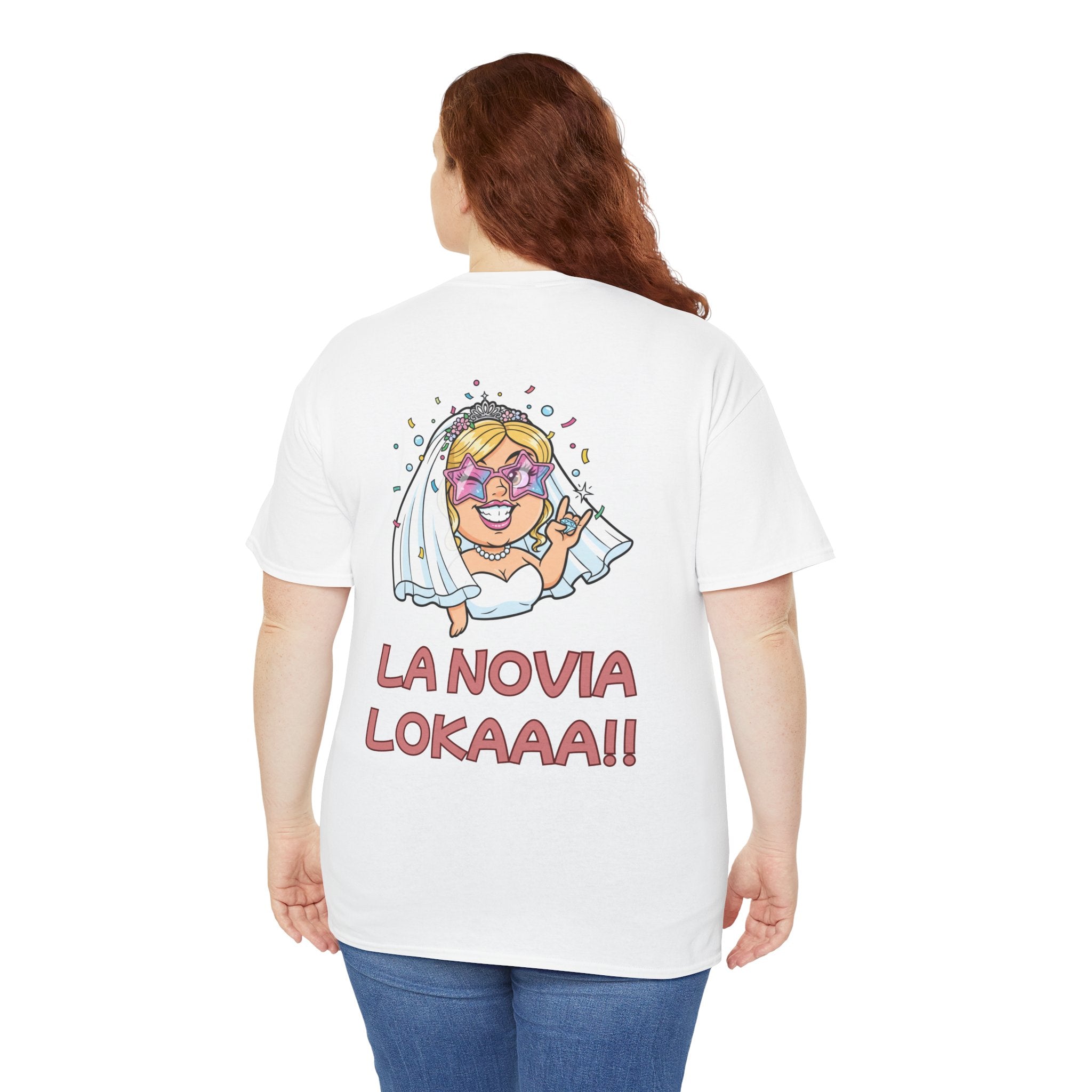 T-Shirt — "¿Quién soy?" Front Smiley & "La Novia Loka" Back Bachelorette Tee