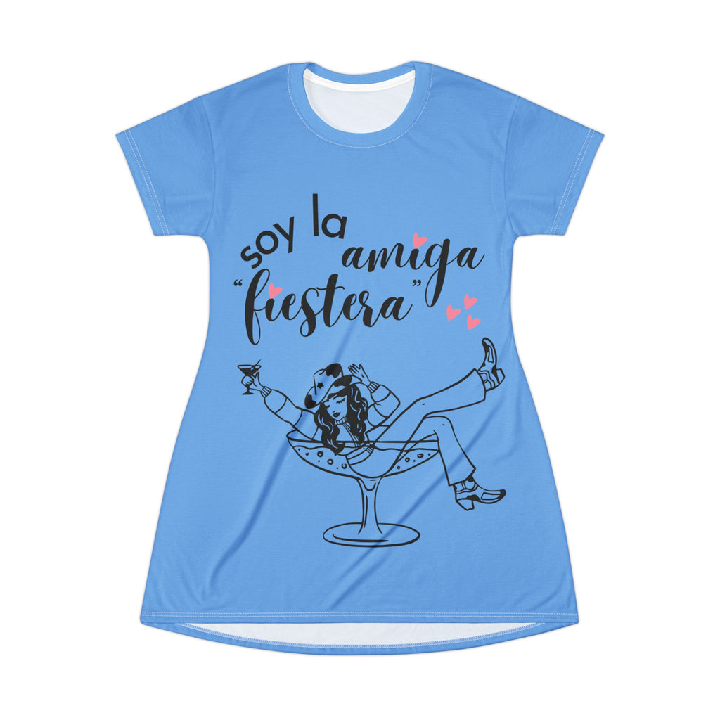 Vestido Camiseta — "Soy la Amiga Fiestera" Despedida de Soltera (Azul)