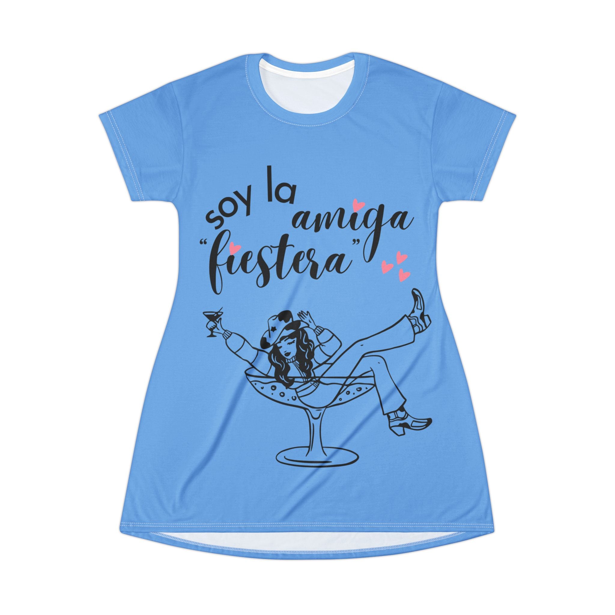 Vestido Camiseta — "Soy la Amiga Fiestera" Despedida de Soltera (Azul)