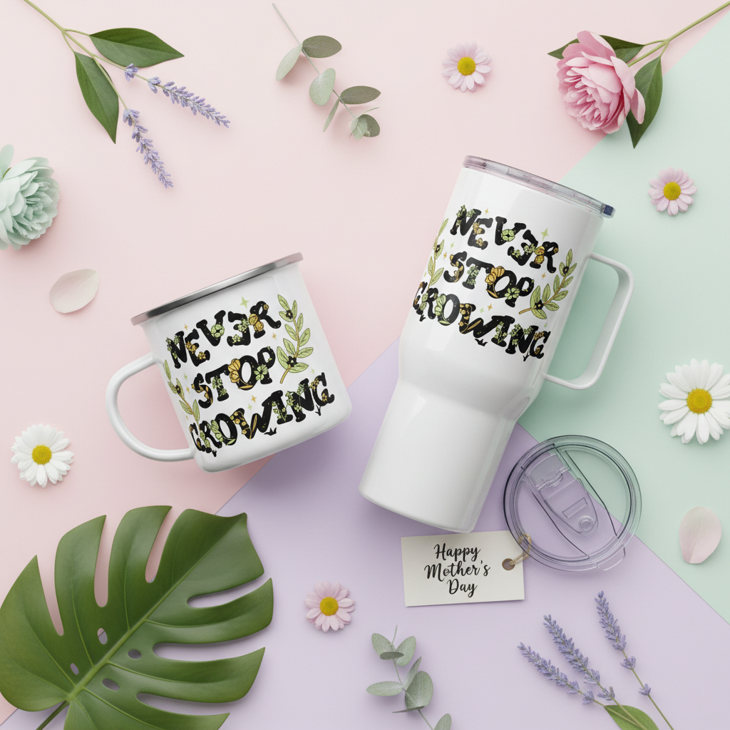 Pack Día de la Madre — Taza + Termo Never Stop Growing